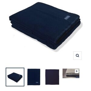 Navy Blue Wool Blanket, NWT